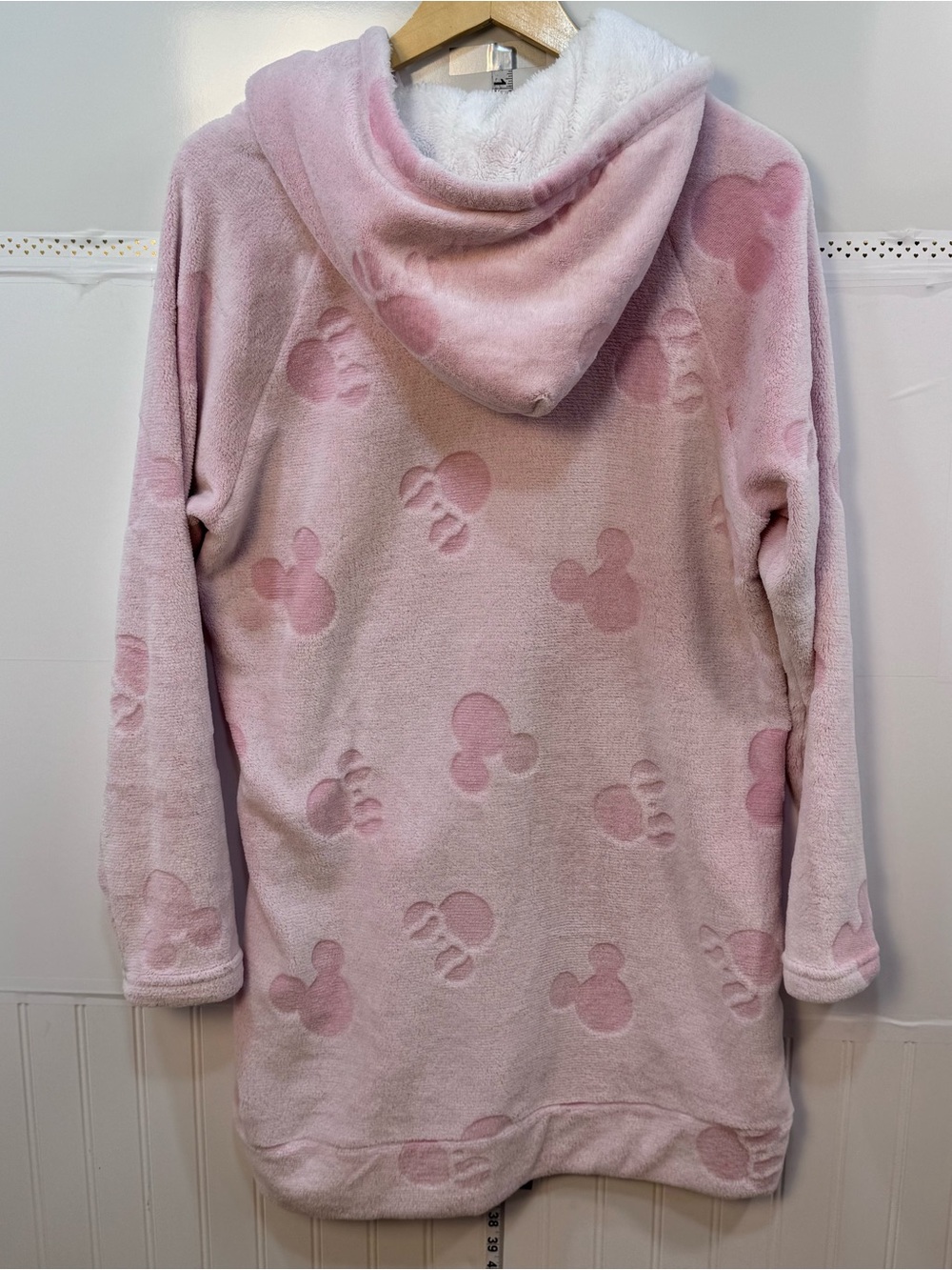 Disney Minnie Mouse Pink Plush Hooded Lounge Dress Sherpa Cozy Medium M - Picture 7 of 9